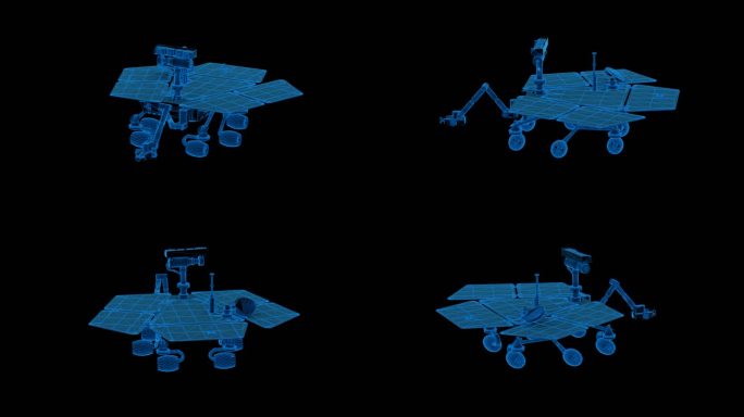 蓝色科技线条火星探测器透明通道素材