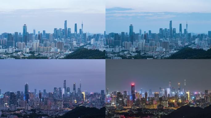 广州白云山俯瞰城市夜景4K