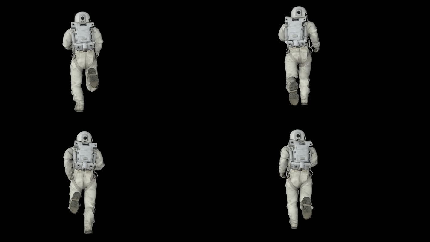 宇航员背面跑步动画透明通道素材