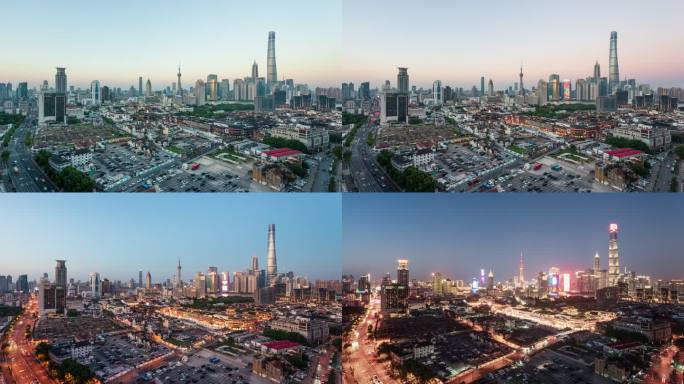 4K上海豫园城市风光日转夜延时摄影