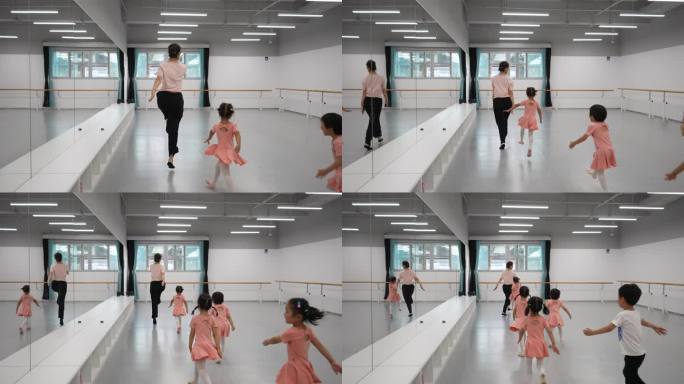 艺术培训班舞蹈教室老师孩子跳舞训练实拍