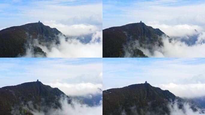 陕西黄柏源龙头山云海巴中光雾山秋景