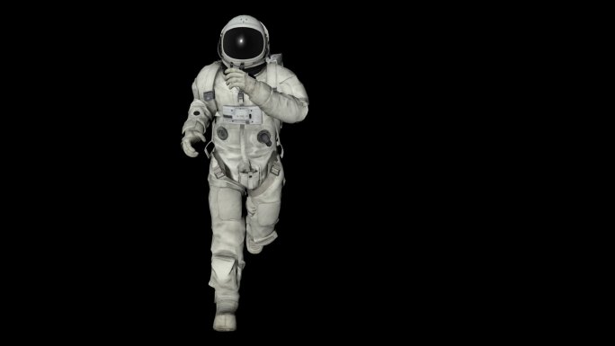 宇航员正面跑步动画透明通道素材