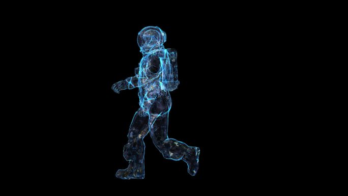 科技全息宇航员走路透明通道素材