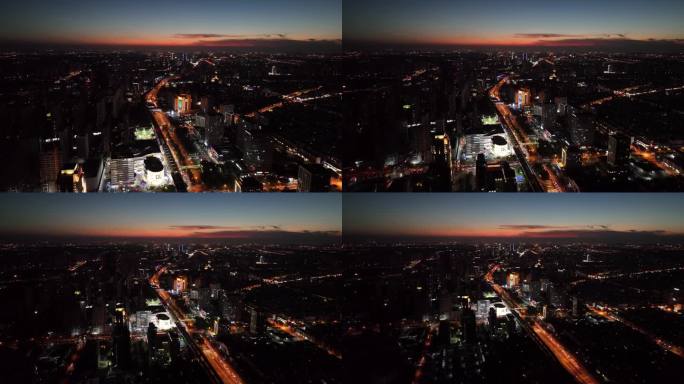 4K原素材-航拍上海安亭国际汽车城夜景