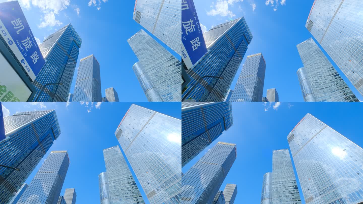 南宁五象新区总部基地 仰拍高楼大厦