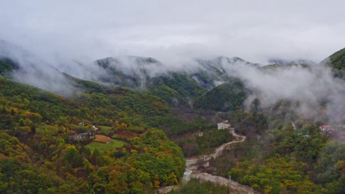 陕西黄柏源龙头山云海巴中光雾山秋景