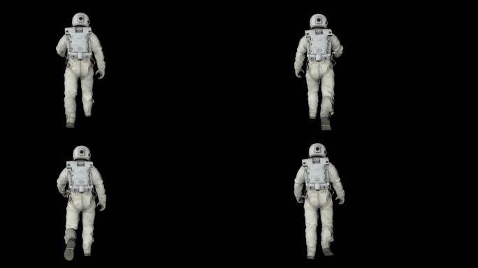 宇航员背面走路动画透明通道素材