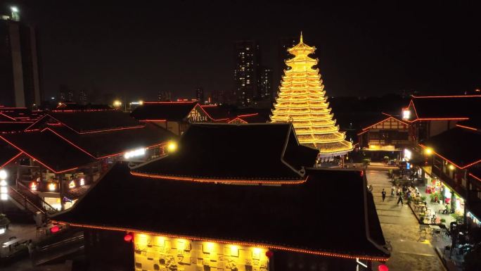 南宁相思小镇夜景航拍