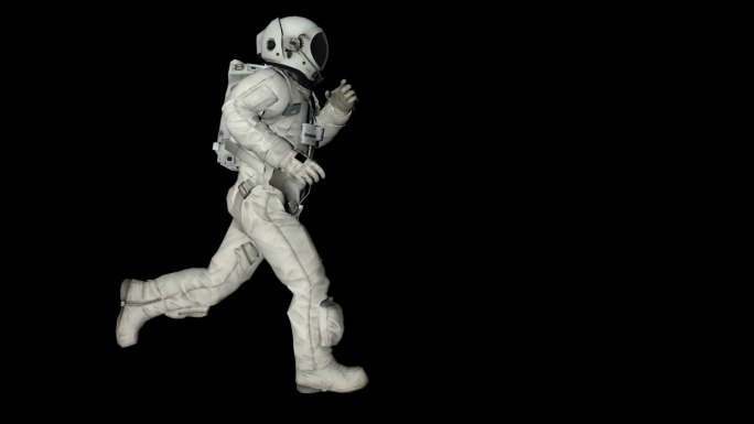 宇航员侧面跑步动画透明通道素材