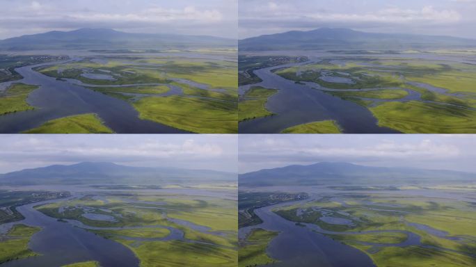 航拍东极抚远三江湿地