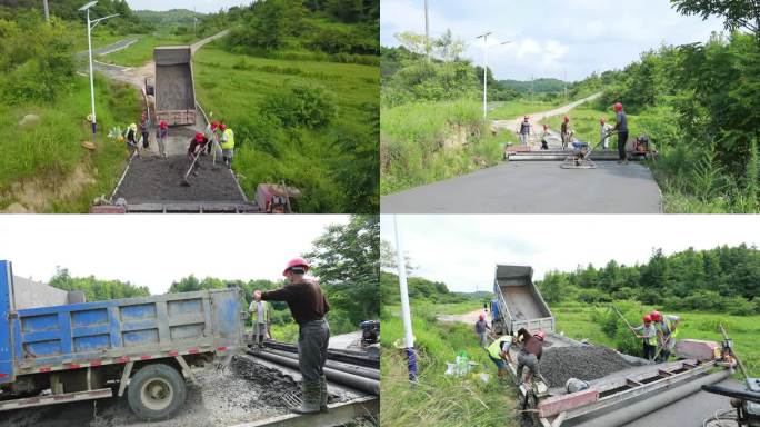 建筑工人修建农村路