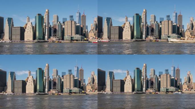 曼哈顿市中心日间天空和河流的时间轴