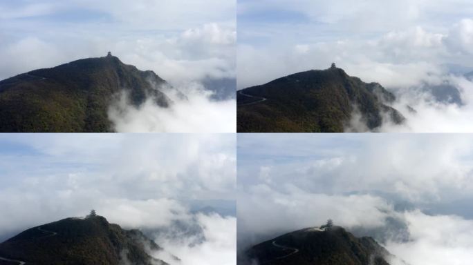 陕西黄柏源龙头山云海巴中光雾山秋景