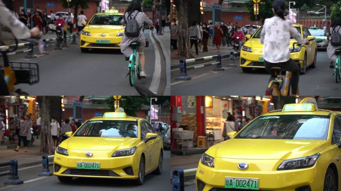 广州黄色出租车在街道