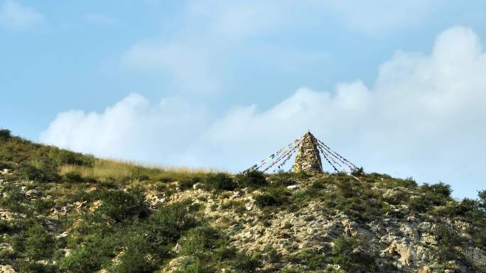 佛教经幡空镜头航拍