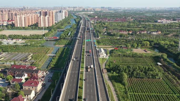 4K原素材-航拍上海S7沪崇高速公路