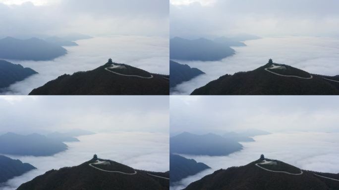 陕西黄柏源龙头山云海巴中光雾山秋景