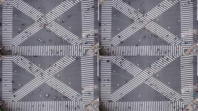 城市街道交叉口无人机俯视图