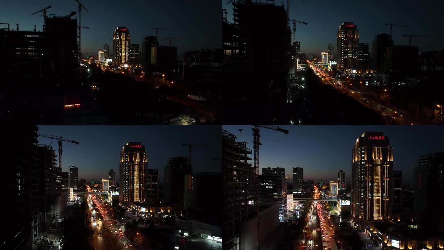 4K原素材-航拍上海安亭国际汽车城夜景