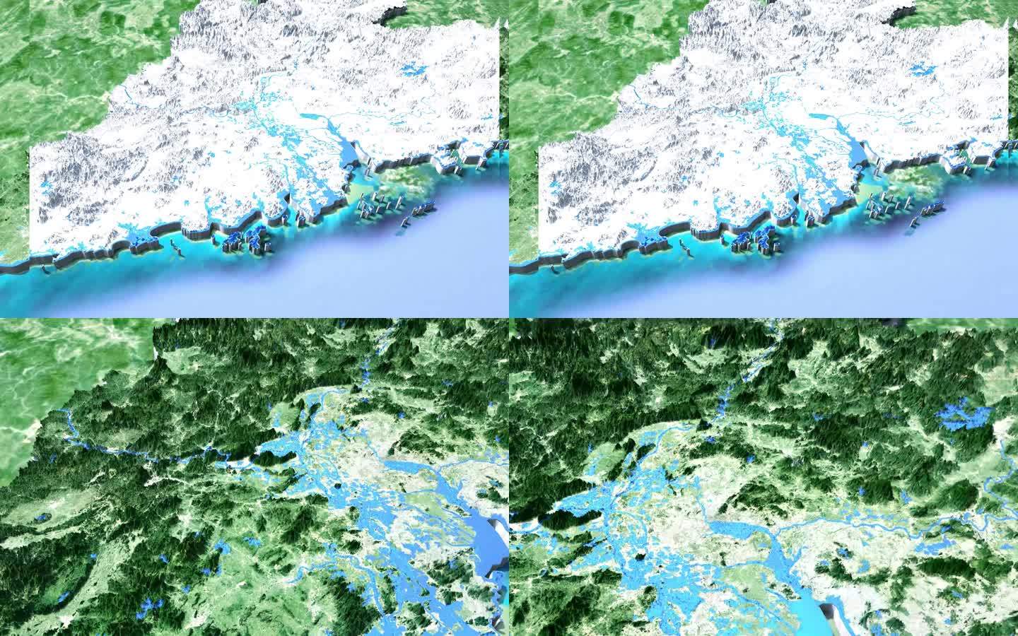 精细广东地图模型20k颜色高程水系贴图