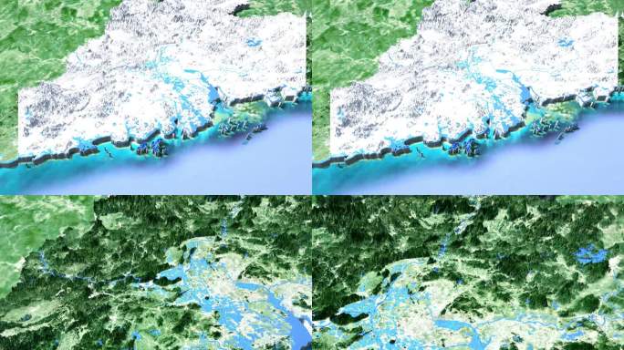 精细广东地图模型20k颜色高程水系贴图