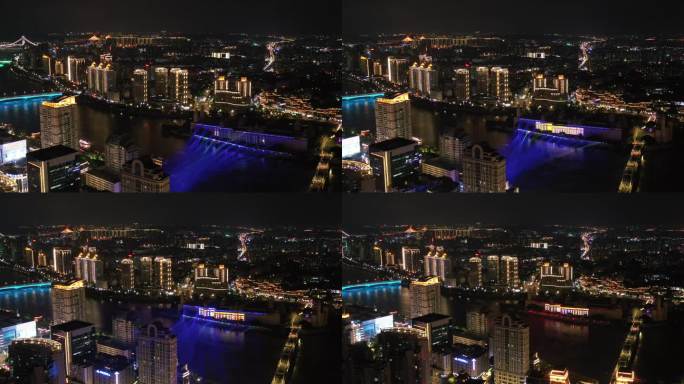 航拍福州2022年国庆中洲岛灯光秀4K