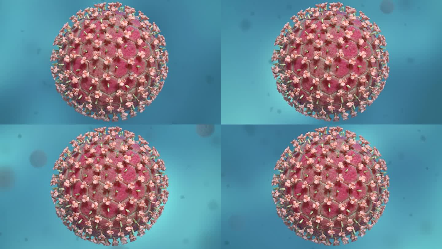 病毒细胞新冠肺炎病毒医学三维动画复杂病毒