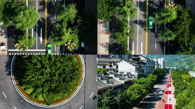 城市交通景观街道宽阔市区道路航拍