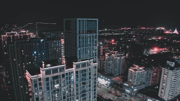 4k 新昌 新天地 夜景 航拍