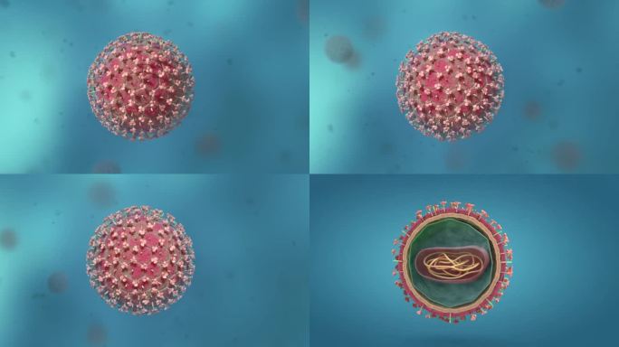 病毒细胞艾滋病医学三维动画复杂病毒体形