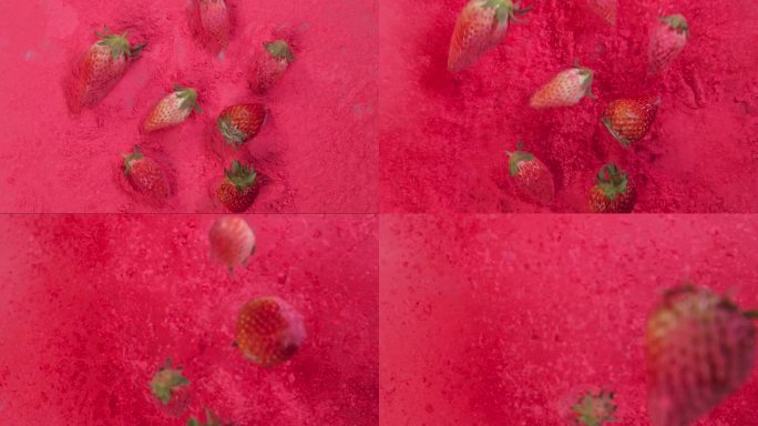 草莓 缤纷粉末炸开 创意广告