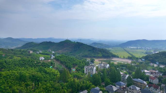 竹林群山民居航拍