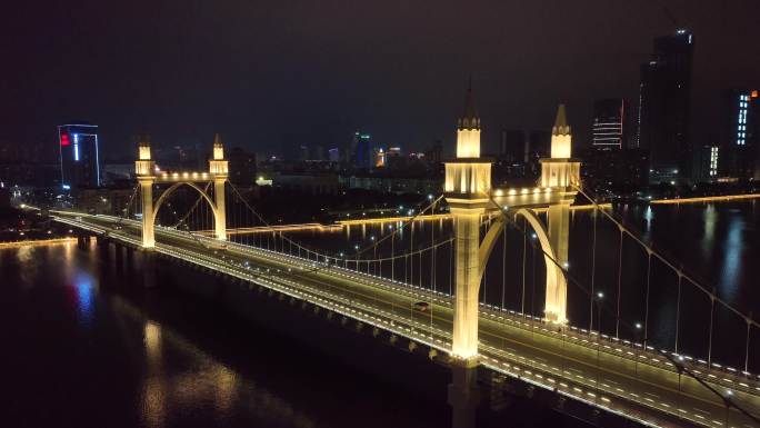 白石桥桥梁车流车辆夜晚夜景