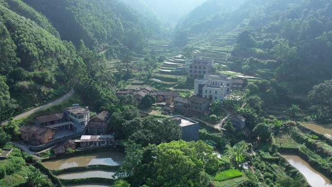 大山深处 农家乡村 梯田航拍