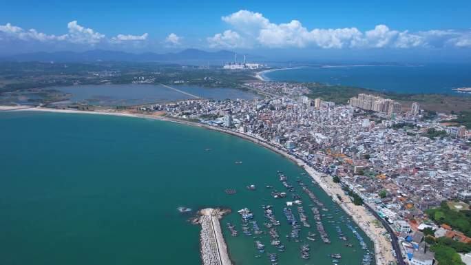 广东汕尾红海湾遮浪旅游区港口航拍