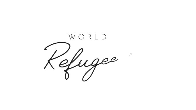 手绘心形世界难民日卡片。4k动画