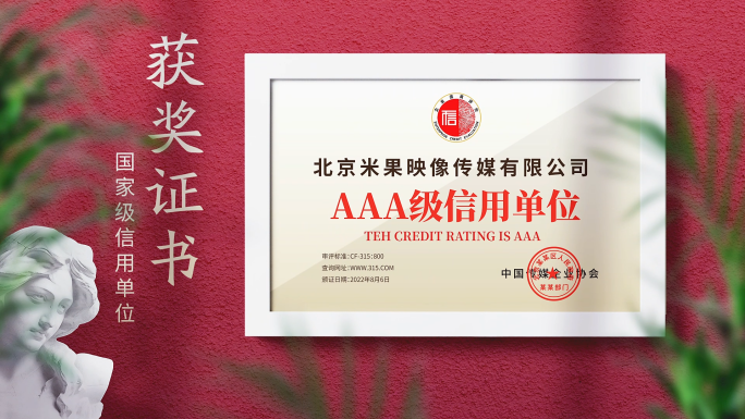 红色荣誉证书资质图片包装展示模板