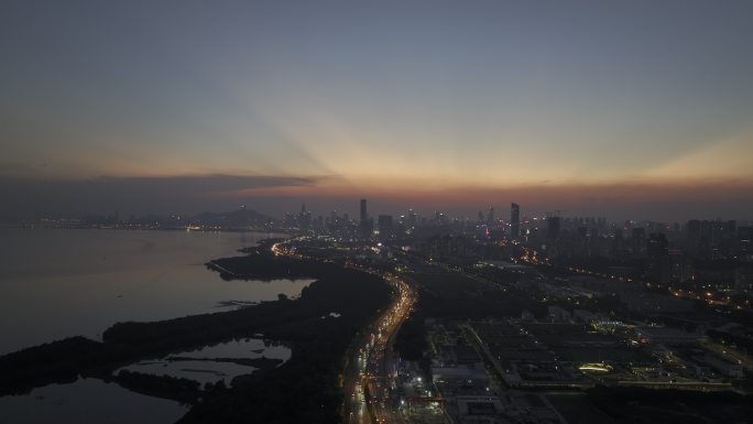 广东省深圳市南山区后海建筑群航拍