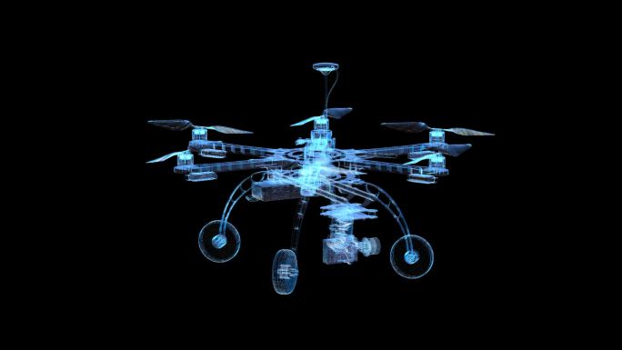 科技全息航拍无人机透明通道素材
