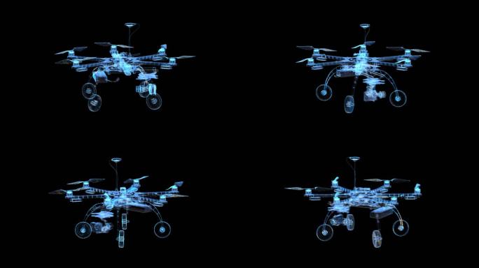 科技全息航拍无人机透明通道素材