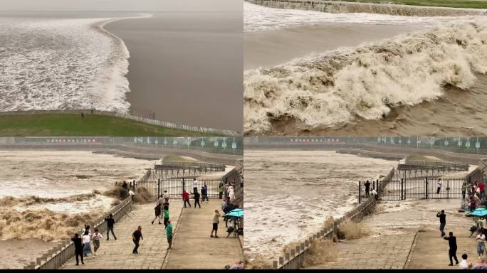 钱塘江大潮4k一线潮回头潮