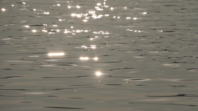 清晨黄昏波光粼粼的河面湖面水面