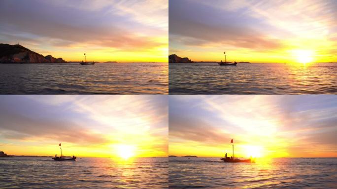 海上日出金色海面渔船出海动态壁纸晨光
