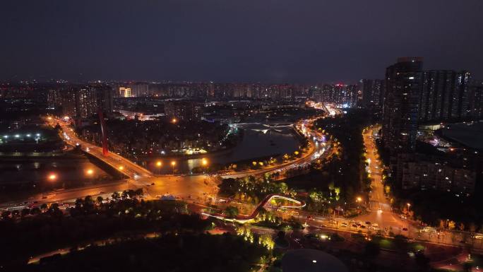 成都武侯区夜景航拍