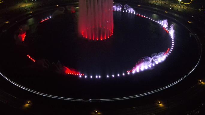 大连星海广场音乐喷泉航拍