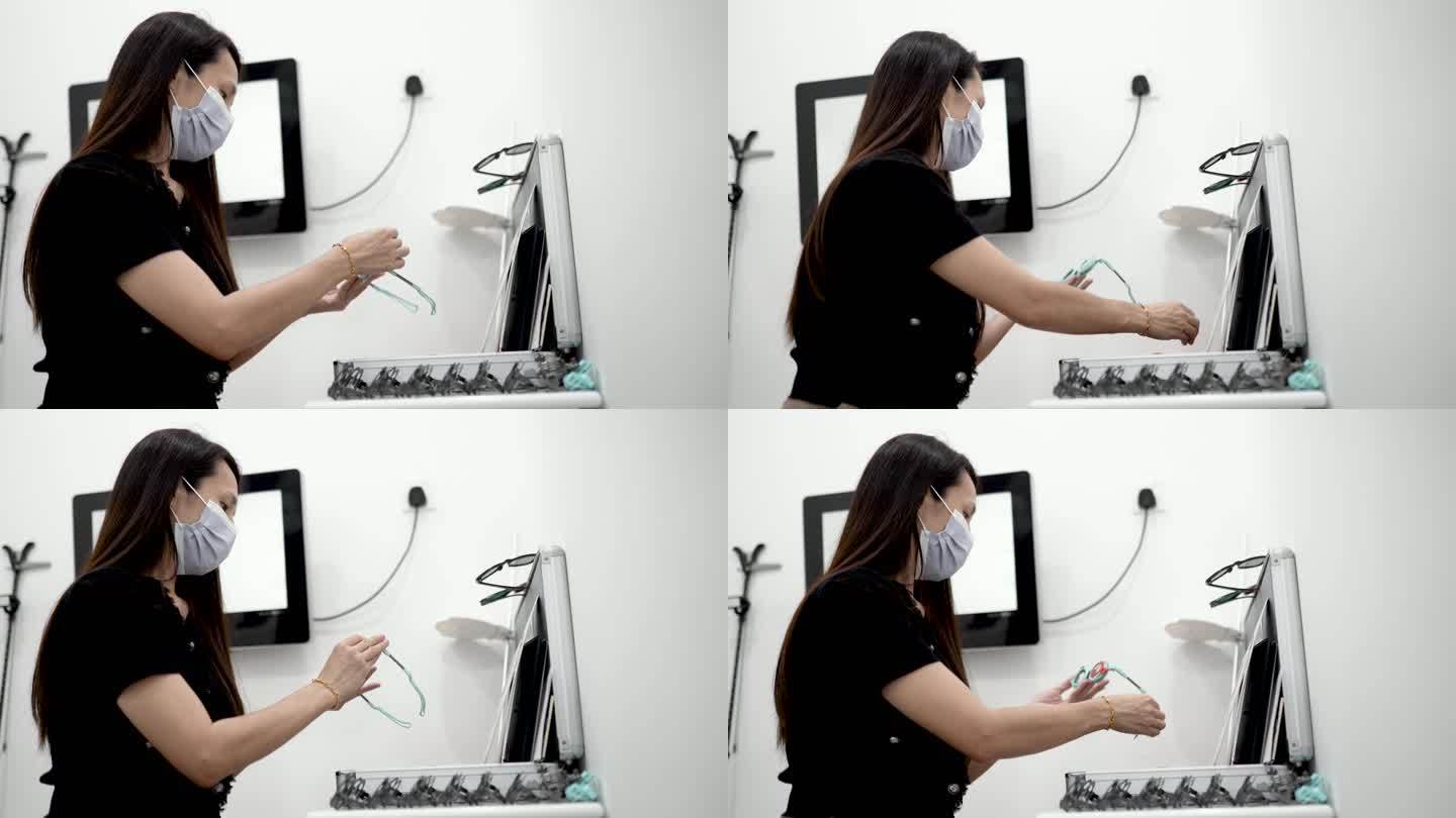 亚裔中国女性眼科医生选择试验镜片
