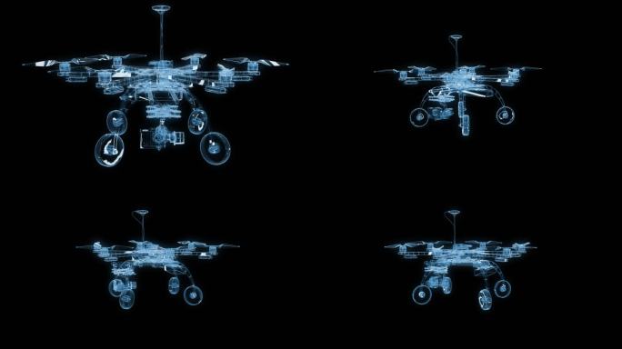 透视全息航拍无人机透明通道素材
