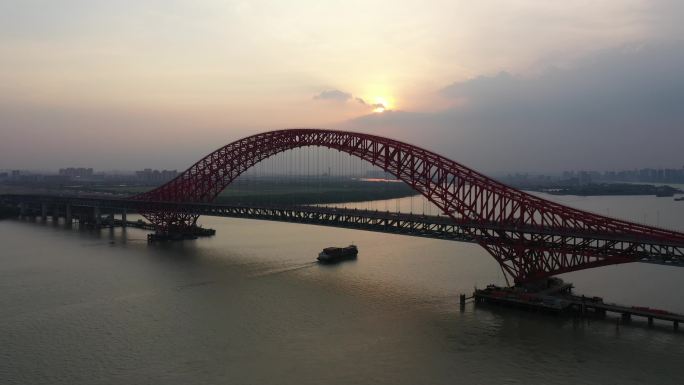 4k 航拍 广州 明珠湾大桥 日落