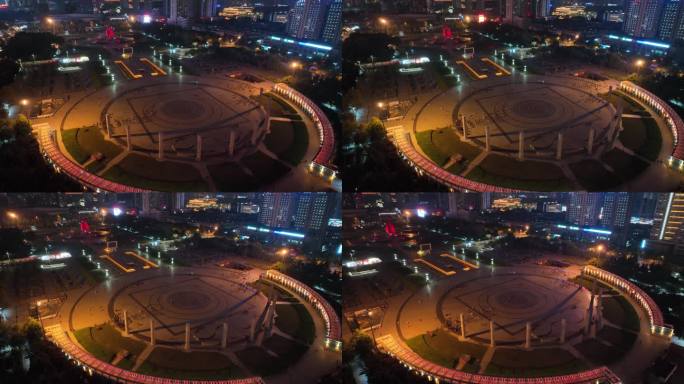 临沂市人民广场夜景航拍 环绕城市 宣传片